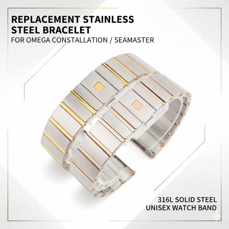 Omega Watch Constellation - Substituição de pulseira de aço 23mm