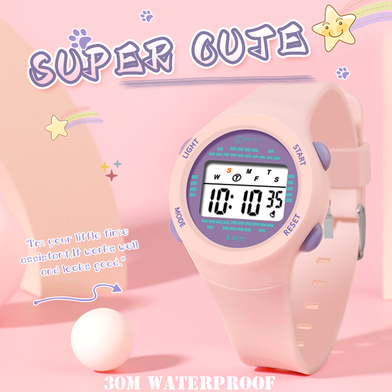 Smartwatch Digital Watches For Girls - Relógio eletrônico infantil, relógio rosa fofo