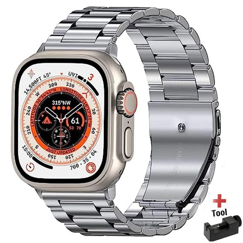 Pulseira de aço inoxidável par - Smartwatch Apple Watches For Men avaliação e preço